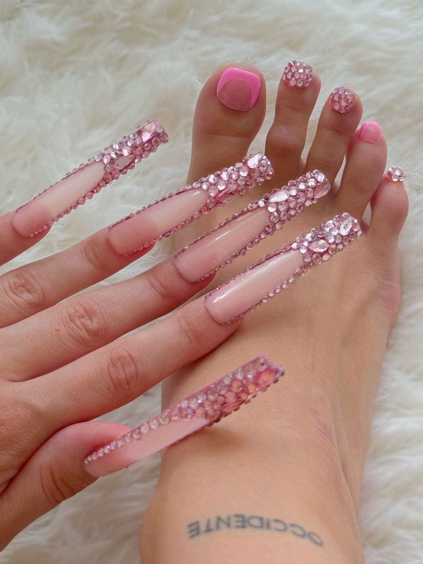 Pink French Bling - Hand & Toe Set